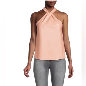 Love Ady Faux Leather Twist Halterneck Top
